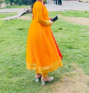 Anarkali Dress with Dupatta💛❤️
