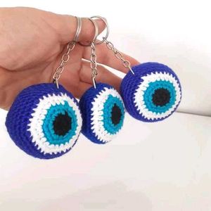 Evil Eye Crochet Keychain