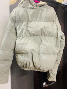 Pastel Light Olive Coloured Puffer Jacket
