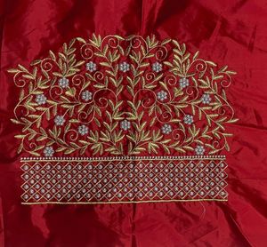 Red Embroidered Blouse Piece