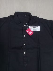 New Men&#39;s Black Cotton Bland Kurta