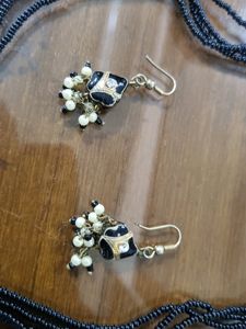 Rajasthani Necklace And Ear Ring Set In Silver