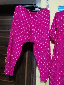 Pink Printed Kurti Set