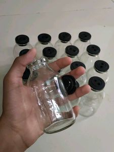 15 Empty Glass Vials w/ Black Caps