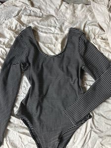 Check One Piece Backless Bodysuit Top