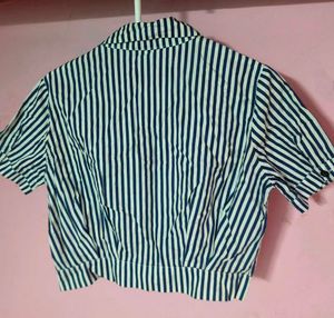 Striped Button-Up Korean Top