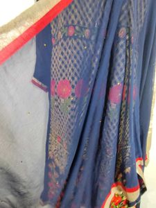 Navy Blue Embroidered Kurta Set (Women&#39;s)