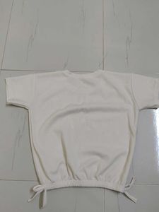 White Embossed Graphic Crop Top