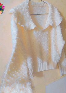 Elegant White Knit Sweater