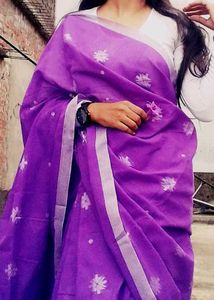 Elegant Purple Saree with white blouse