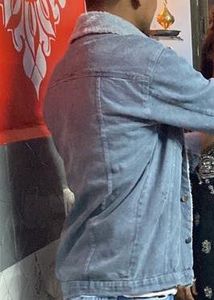 Denim Jacket with Fur Collar