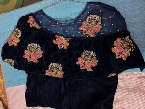 Elegant Embroidered Velvet Blouse