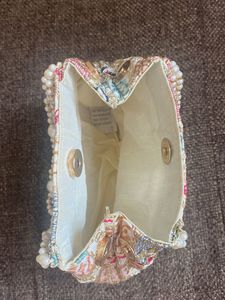 Embroidered Pearl Handle Handbag