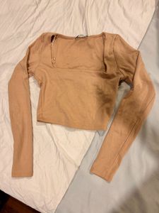 Cute Beige Crop Top