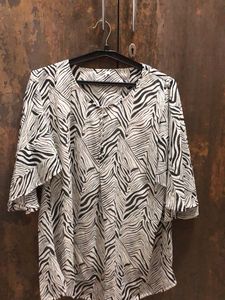 Zebra Print V-Neck Blouse