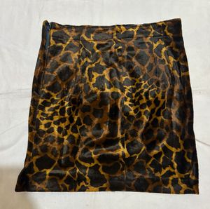 Leopard Print Satin Skirt
