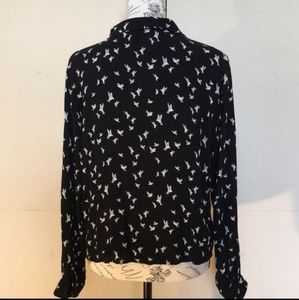 H&amp;M Bird Print Tie Neck Blouse