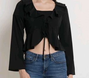 Black Tie-up Shrug (Jacket) Top