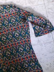 Patterned Button Down Tunic Dress