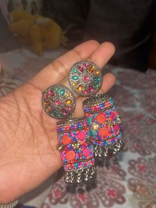 Colour Full Silver Earrings