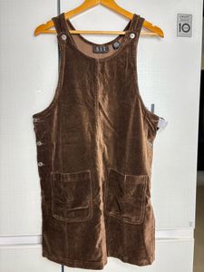 Brown Velvet Pinafore Dungaree