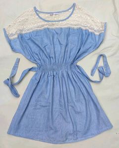 Blue dress net detailing with self tie at back