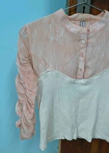 Peach & White Stylish Top