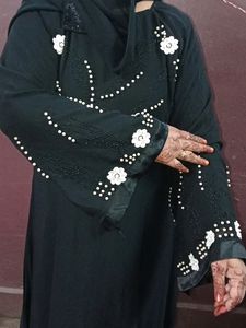 Fancy Abaya Stylish Stone And White Peal Workburka