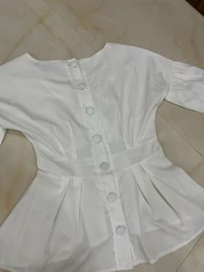 White Formal Peplum Top
