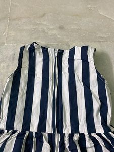 White And Blue Sleeveless Frock For Kids|4-5 Years