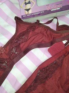 Beautiful Red Colour Bra Panty Set