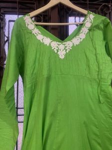 Anarkali Parrot Colour Long Kurti With Broad Ghera
