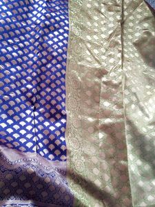 Blue &amp; Gold Brocade Fabric
