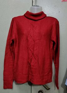 Maroon Knit Turtleneck Sweater