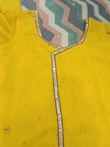 Yellow Embellished Kurti Top