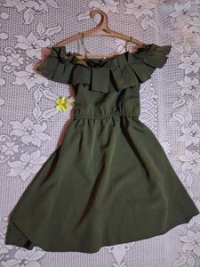 Olive Green Ruffle Dress