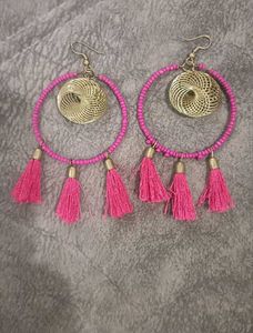Pink Tassel Earrings
