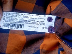 Pull Bear Orange &amp; Blue Plaid Long Sleeve