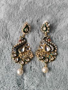 Peacock Kundan Dangle Earrings