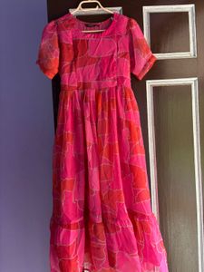 Maternity Floral Pink and Orange Dress