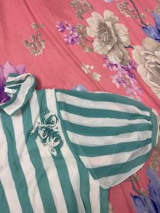 Vintage Striped Floral Blouse