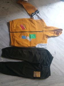 Yellow Hooddy Olive Green Lower Baby Suit