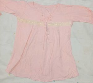 Pink Lace Trim Tunic Top
