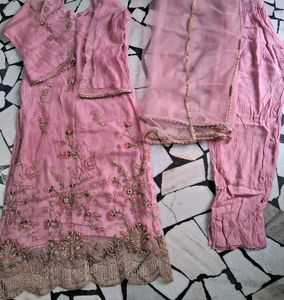 Pink Embroidered Kurta Set