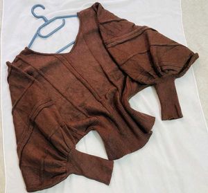 🎁Buy2 Get2 Free Brown Puff Sleeves Knit D