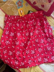 Red Floral Mini Skirt