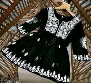 Embroidered Black Tunic Top