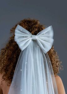 Bow Clip Veil Style White Netted New