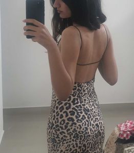 Backless Leopard Print Newme Asia Maxi Dress