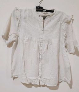 White Ruffle Top